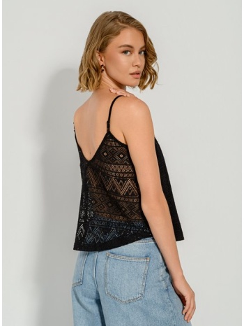 κροσέ αμάνικη μπλούζα με διάτρητο σχέδιο (black) σε προσφορά