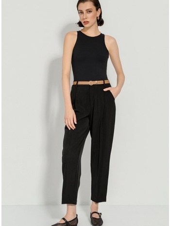 carrot παντελόνι με πιέτες και ζώνη (black) σε προσφορά