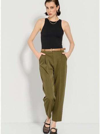 carrot παντελόνι με πιέτες και ζώνη (khaki) σε προσφορά