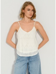 κροσέ αμάνικη μπλούζα με διάτρητο σχέδιο (white)