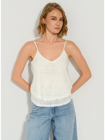 κροσέ αμάνικη μπλούζα με διάτρητο σχέδιο (white) σε προσφορά