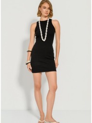 μίνι halter ριπ φόρεμα (black)