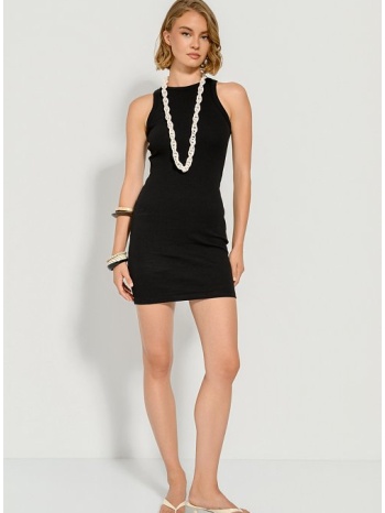 μίνι halter ριπ φόρεμα (black)