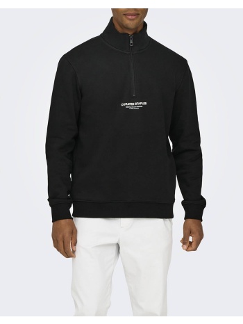 only&sons onscurated reg half zip sweat noos 22030922-black σε προσφορά
