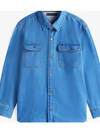 tommy hilfiger mid blue denim shirt ls