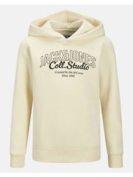 jack&jones jjmakoto sweat hood ub jnr 12285646-antique whitebigprint offwhite