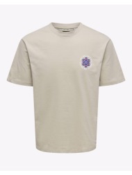 only&sons onsfred claude rlx ss tee 22035542-silver liningartwillsavetheworld biege