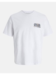 jack&jones jjgeplas tee ss crew neck ln 12278523-whitesmall print totalwhite