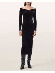 all saints delta velvet dress w037dz-black black
