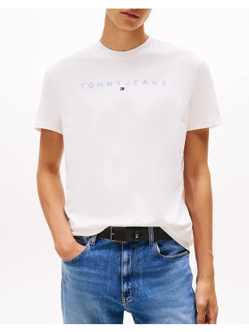 tommy jeans tjm reg linear logo tee ext dm0dm20744-0k5 ecru