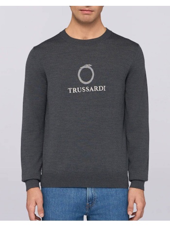 trussardi knitwear-maglione girocollo in misto lana con σε προσφορά