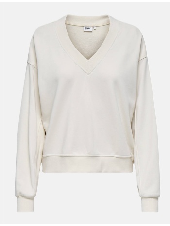 only onlbella l/s v-neck ub swt 15356114-birch offwhite σε προσφορά