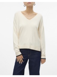 vero moda vmbreeze ls v-neck pullover boo 10311090-birchw. black contrast offwhite