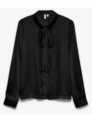vero moda vmgretchen ls shirt wvn btq ga 10335828-blackblack tie in neck black