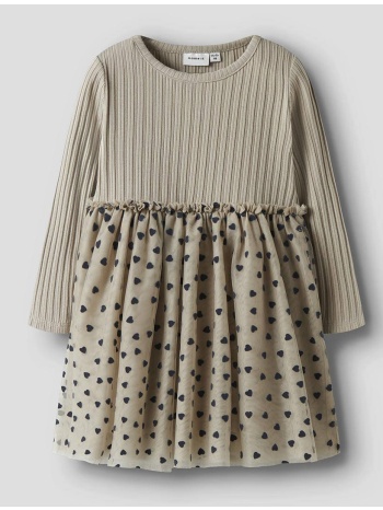 name it nmfnea ls tulle dress 13246609-island fossil biege σε προσφορά
