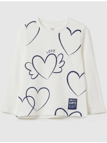 ovs t-shirt 1col print 2418222-blanc de blanc offwhite