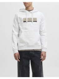 jack&jones jorinwood block branding sweat hood 12283934-bright whitemelange offwhite