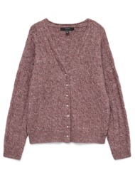 vero moda vmmarlin ls v-neck cardigan 10334907-rose brownw. pearl buttons deeppink