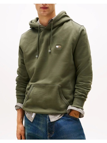 tommy jeans tjm reg badge hoodie ext dm0dm20258-0h7 olive