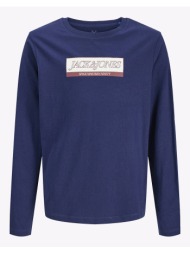 jack&jones jorinwood block branding tee ls cn jnr 12289280-ocean cavern oceanblue