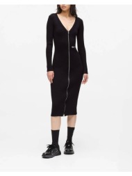 karl lagerfeld jeans klj zip midi knit dress a4w13011-999 black