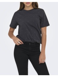 only onlmonja s/s studs tee jrs 15340939-phantomstuds jetblack