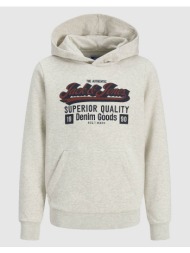 jack&jones jjelogo sweat hood 2 col 25/26 noos jnr 12279744-white melange lightgray
