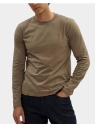 trussardi t-shirt slim fit a maniche lunghe in jersey stretch con ricamo mtl01j01-035 khaki