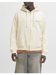jack&jones jornorrebro emb sweat zip hood noos 12282901-antique white offwhite