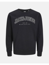 jack&jones jjecaleb varsity sweat crew nck noos jnr 12258967-blackloose black