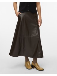 vero moda vmolive hw coated ankle skirt prm 10335436-chocolate torte darkbrown
