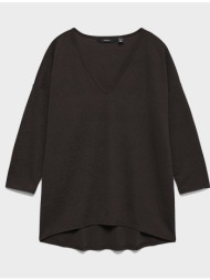 vero moda vmkanva 3/4 v-neck top jrs ga 10296890-chocolate tortecopperlurex darkbrown