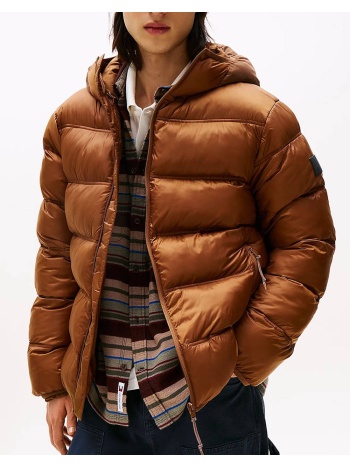 tommy jeans tjm hooded logo puffer ext dm0dm22044-gvp