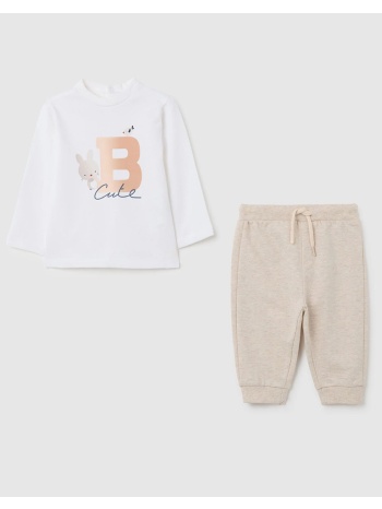 ovs set sweatshirt + trousers 2401751-beige melange biege