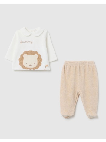 ovs set t-shirt + trousers 2445540-beige melange biege
