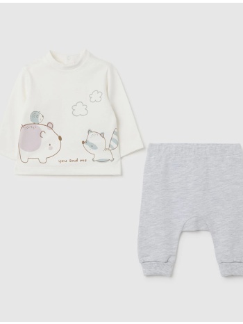 ovs set sweatshirt + trousers 2401784-snow white mixed
