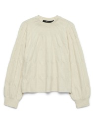 vero moda vmgemini ls highneck pullover bf 10331822-birchw.melange cream