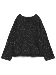 vero moda vmleilani stitch ls boatneck pullover 10336582-blackw.silverseq jetblack