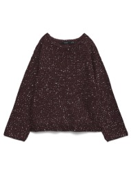 vero moda vmleilani stitch ls boatneck pullover 10336582-winetastingw.silverseq darkred
