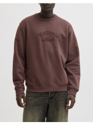 jack&jones jorbleecker branding sweat crew bf 12286775-deep mahoganyorg brown