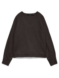 vero moda vmaquarius ls v-neck raglan pullover bf 10331898-chocolate tortew.melange darkbrown
