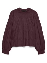 vero moda vmgemini ls highneck pullover bf 10331822-winetastingw.melange darkred