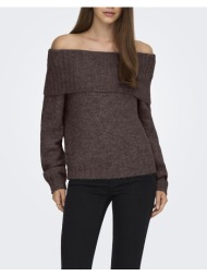only onlshine ls off shoulder cc knt 15350976-seal brownmelange darkbrown