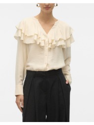 vero moda vmlizzi ls flounce top wvn ga 10335464-birch cream
