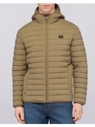 trussardi padded -giacca imbottita con cappuccio in nylon crinkle mo801n10-025 khaki