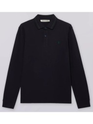 trussardi t-shirt-polo a manica lunga regular fit in piquet mtp03j91-034 navyblue