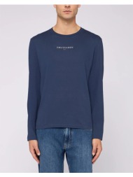 trussardi t-shirt regular fit a maniche lunghe con stampa trussardi mtl02j02-034 navyblue