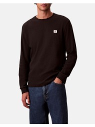 calvin klein ls waffle badge crewnk tee lv040em217-ub1 black