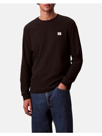 calvin klein ls waffle badge crewnk tee lv040em217-ub1 black