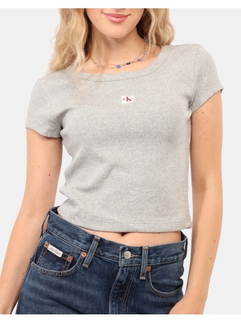 calvin klein jeans a- woven label 2x2 rib baby tee